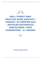 Wall Street Prep Practice Exam 2026&sol;2027 &vert; Finance &vert; 80 Verified Q&A &vert; Detailed Rationales &vert; Ngn-Aligned &vert; Pass Guaranteed &ndash; A&plus; Graded