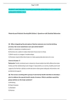 Maternity And Pediatric Nursing &lpar;5Th Edition&rpar; Exam 2026 Solved Questions &NewLine;& Answers Verified 100 &percnt;