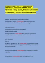 FLETC BOP Final Exam 2026&sol;2027 &ndash; Updated Study Guide&comma; Practice Questions & Answers &vert; Federal Bureau of Prisons &NewLine; &NewLine;