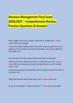  &NewLine;Revenue Management Final Exam &NewLine;2026&sol;2027 &ndash; Comprehensive Review&comma; Practice Questions & Answers &NewLine;  &NewLine;