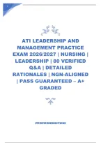Ati Leadership And Management Practice Exam 2026&sol;2027 &vert; Nursing &vert; Leadership &vert; 80 Verified Q&A &vert; Detailed Rationales &vert; Ngn-Aligned &vert; Pass Guaranteed &ndash; A&plus; Graded