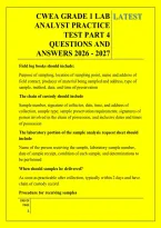 Cwea Grade 1 Lab &NewLine;Analyst Practice &NewLine;Test Part 4 &NewLine;Questions And &NewLine;Answers 2026 - 2027