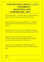 Nur 198 Exam 1 Joyce &NewLine;University  &NewLine;Questions And &NewLine;Answers 2026 - 2027 