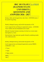 Bsc 101 Exam 1 &NewLine;&lpar;Illinois State &NewLine;University&rpar; &NewLine;Questions And &NewLine;Answers 2026 - 2027