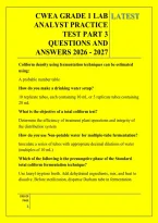 Cwea Grade 1 Lab &NewLine;Analyst Practice &NewLine;Test Part 3 &NewLine;Questions And &NewLine;Answers 2026 - 2027