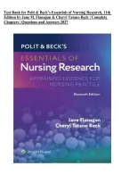 Test Bank for Polit & Beck&rsquo;s Essentials of Nursing Research&colon; Appraising Evidence for Nursing Practice&comma; 11th Edition by Jane M&period; Flanagan & Cheryl Tatano Beck &vert; Complete Chapters 1&ndash;18 &vert; Questions & Answers 2027