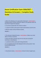 Doula Certification Exam 2026&sol;2027 &ndash; Questions & Answers &vert; Complete Study &NewLine;Guide &NewLine; &NewLine;