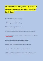 BCLE 2000 Exam 2026&sol;2027 &ndash; Questions & &NewLine;Answers &vert; Complete Business Continuity Study Guide &NewLine; &NewLine; &NewLine;