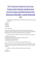 TCFP Hazardous Materials Technician Practice Exam &ndash; Practice Questions and Correct Answers&comma; Verified Answers&comma; Plus Rationales 2026 Q&A