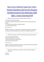 New Jersey Asbestos Supervisor Exam &ndash; Practice Questions and Correct Answers&comma; Verified Answers&comma; Plus Rationales 2026 Q&A
