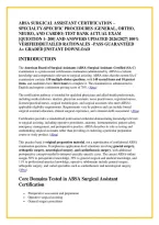Absa Surgical Assistant Certification &ndash; &NewLine;Specialty-Specific Procedures &lpar;General&comma; Ortho&comma; &NewLine;Neuro&comma; And Cardio&rpar; Test Bank Actual Exam &NewLine;&lbrack;Question 1- 200&rsqb; And Answers Updated 2026&sol;2027&vert; 100&percnt; &NewLine;Verified&vert;Detailed Rationales &ndash;Pass Guaranteed &NewLine;A&plus; Graded &vert;Instan
