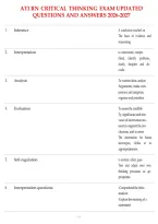 Ati Rn Critical Thinking Exam Latest Updated Questions And Answers 2026-2027&period;Pdf