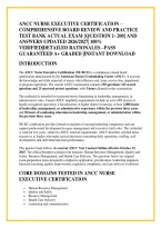 Ancc Nurse Executive Certification &ndash; &NewLine;Comprehensive Board Review And Practice &NewLine;Test Bank Actual Exam &lbrack;Question 1- 200&rsqb; And &NewLine;Answers Updated 2026&sol;2027&vert; 100&percnt; &NewLine;Verified&vert;Detailed Rationales &ndash;Pass &NewLine;Guaranteed A&plus; Graded &vert;Instant Download 