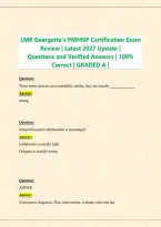 LMR Georgette&rsquo;s PMHNP Certification Exam Review 2027 &vert; Questions & Verified Answers &vert; Study Guide