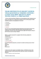 Nr 606 Midterm Exam 2026&sol;2027 &vert; 80 High-Yield Questions & Verified Answers &vert; Latest Test Prep &vert; Recent & Most Tested Topics &vert; A&plus; Preparation