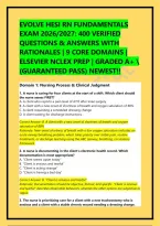 Evolve Hesi Rn Fundamentals Exam 2026&sol;2027&colon; 400 Verified Questions & Answers With Rationales &vert; 9 Core Domains &vert; Elsevier Nclex Prep &vert; Graded A&plus;  &lpar;Guaranteed Pass&rpar; Newest&excl;&excl;