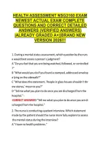 Health Assessment Nsg3160 Exam &NewLine;Newest Actual Exam Complete &NewLine;Questions And Correct Detailed &NewLine;Answers &lpar;Verified Answers&rpar; &NewLine;&vert;Already Graded A&plus;&vert;&vert;Brand New &NewLine;Version 2026&excl;&excl;&excl; 