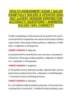 Health Assessment Exam 1 Galen &NewLine;Exam Fully Solved & Updated 2026&NewLine;2027 &lpar;Latest Version Verified For &NewLine;Accuracy&rpar; &lpar;Questions &plus; Answers&rpar; &NewLine;Solved 100&percnt; Correct&excl;&excl; 
