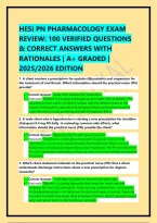 Hesi Pn Pharmacology Exam Review&colon; 100 Verified Questions & Correct Answers With Rationales &vert; A&plus; Graded &vert; 2025&sol;2026 Edition