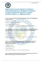 Pediatrics Exam 2026&sol;2027 &vert; 350 High-Yield Questions & Verified Answers &vert; Latest Testbank &vert; Recent & Most Tested Topics &vert; A&plus; Preparation