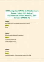 LMR Georgette&rsquo;s PMHNP Certification Exam Review 2027 &vert; Questions & Verified Answers &vert; Study Guide