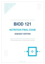 BIOD 121 Nutrition Final Exam 2026&sol;2027 Edition &mdash; exam preparation material