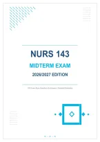 NURS 143 Midterm Exam 2026&sol;2027 Edition &mdash; exam preparation material