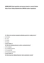 NRCME &lpar;DOT&rpar; Exam questions and answers based on current Federal Motor Carrier Safety Administration &lpar;FMCSA&rpar; medical regulations