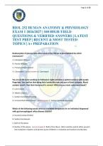 Biol 252 Human Anatomy & Physiology Exam 1 2026&sol;2027 &vert; 100 High-Yield Questions & Verified Answers &vert; Latest Test Prep &vert; Recent & Most Tested Topics &vert; A&plus; Preparation