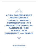Ati Rn Comprehensive Predictor Exam 2026&sol;2027 &vert; Nursing &vert; Comprehensive &vert; 100 Verified Q&A &vert; Detailed Rationales &vert; Ngn-Aligned &vert; Pass Guaranteed &ndash; A&plus; Graded