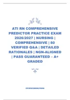 Ati Rn Comprehensive Predictor Practice Exam 2026&sol;2027 &vert; Nursing &vert; Comprehensive &vert; 80 Verified Q&A &vert; Detailed Rationales &vert; Ngn-Aligned &vert; Pass Guaranteed &ndash; A&plus; Graded