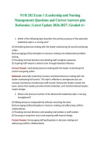 NUR 282 Exam 1 &lpar;Leadership and Nursing Management&rpar; Questions and Correct Answers plus Rationales &vert; Latest Update 2026-2027 &vert; Graded A&plus;
