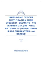 Iahss Basic Officer Certification Exam  2026&sol;2027 &vert; Security &vert; 100  Verified Q&A &vert; Detailed Rationales &vert; Ngn-Aligned  &vert; Pass Guaranteed &ndash; A&plus;  Graded