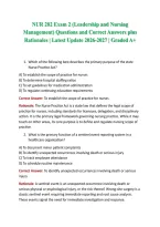 NUR 282 Exam 2 &lpar;Leadership and Nursing Management&rpar; Questions and Correct Answers plus Rationales &vert; Latest Update 2026-2027 &vert; Graded A&plus;