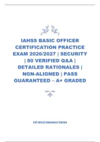 Iahss Basic Officer  Certification Practice Exam  2026&sol;2027 &vert; Security &vert; 80  Verified Q&A &vert; Detailed Rationales &vert; Ngn-Aligned  &vert; Pass Guaranteed &ndash; A&plus;  Graded