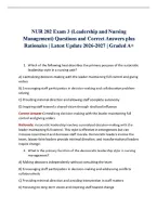 NUR 282 Exam 3 &lpar;Leadership and Nursing Management&rpar; Questions and Correct Answers plus Rationales &vert; Latest Update 2026-2027 &vert; Graded A&plus;