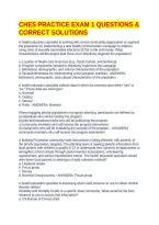 Ches Practice Exam 1 Questions & Correct Solutions&NewLine;Ches Practice Exam 1 Questions & Correct Solution