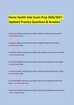  &NewLine;Home Health Aide Exam Prep 2026&sol;2027 &ndash; Updated Practice Questions & Answers &NewLine;