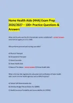  &NewLine; &NewLine;Home Health Aide &lpar;HHA&rpar; Exam Prep &NewLine;2026&sol;2027 &ndash; 100&plus; Practice Questions & Answers &NewLine;