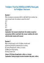Firefighter 1 Final Test 2026&lpar;Scored 100&percnt;&rpar;&sol;Study guide for Firefighter 1 final exam