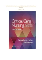 Test Bank for Critical Care Nursing&colon; A Holistic Approach&comma; 12th Edition by Morton and Fontaine &lpar;2025&rpar; &ndash; All Chapters&comma; Comprehensive Critical Care Nursing Practice Questions&comma; Acute Care&comma; Patient Assessment&comma; Clinical Interventions&comma; Holistic Nursing&comma; Study Gu