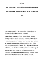 AWS CWEng Parts 1 & 2 &mdash; Certified Welding Engineer Exam QUESTIONS AND CORRECT ANSWERS LATEST is associated with the American Welding Society &lpar;AWS&rpar; Certified Welding Engineer &lpar;CWEng&rpar; certification program&comma; which evaluates advanced knowledge and competency 