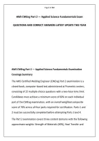 AWS CWEng Part 2 &mdash; Applied Science Fundamentals Exam QUESTIONS AND CORRECT ANSWERS LATEST is the second examination component of the American Welding Society &lpar;AWS&rpar; Certified Welding Engineer &lpar;CWEng&rpar; certification program&period; The CWEng credential is designed 