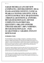 Sarah Michelle Live Review &NewLine;&lpar;Complete&rpar; &vert; 2025&sol;2026 Edition &vert; Real &NewLine;Exam-Aligned Content&comma; Clinical &NewLine;Pearls & Tested Concepts &vert; Fnp & &NewLine;Agnp Exam Practice 250 Questions &NewLine;&vert; Original Questions & Answers &vert; &NewLine;Detailed Rationales &vert; Hinted &NewLine;Complete Exam Pre