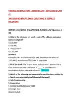 Virginia Contractors License Exam &ndash; Advanced &lpar;Class A&rpar;&NewLine;200 Comprehensive Exam Questions & Detailed Solutions&NewLine;