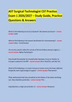 AST Surgical Technologist CST Practice &NewLine;Exam 1 2026&sol;2027 &ndash; Study Guide&comma; Practice Questions & Answers &NewLine; &NewLine;