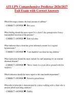 ATI LPN Comprehensive Predictor 2026-2027 Exit Exam with Correct Answers
