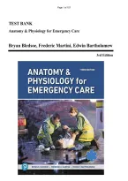 Test Bank for Anatomy & Physiology for Emergency Care 3rd Edition by Bryan Bledsoe and Frederic Martini