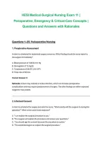 HESI Medical-Surgical Nursing Exam 11&colon; Perioperative&comma; Emergency & Critical Care Concepts &ndash; Practice Questions&comma; Answers & Detailed Nursing Rationales &vert; 2026&sol;2027 Study Guide