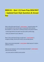  &NewLine;MSN 611 - Quiz 1 &lpar;1&rpar; Exam Prep 2026&sol;2027 &NewLine;&ndash; Updated Exam-Style Questions & Answer Key &NewLine;   &NewLine; &NewLine;